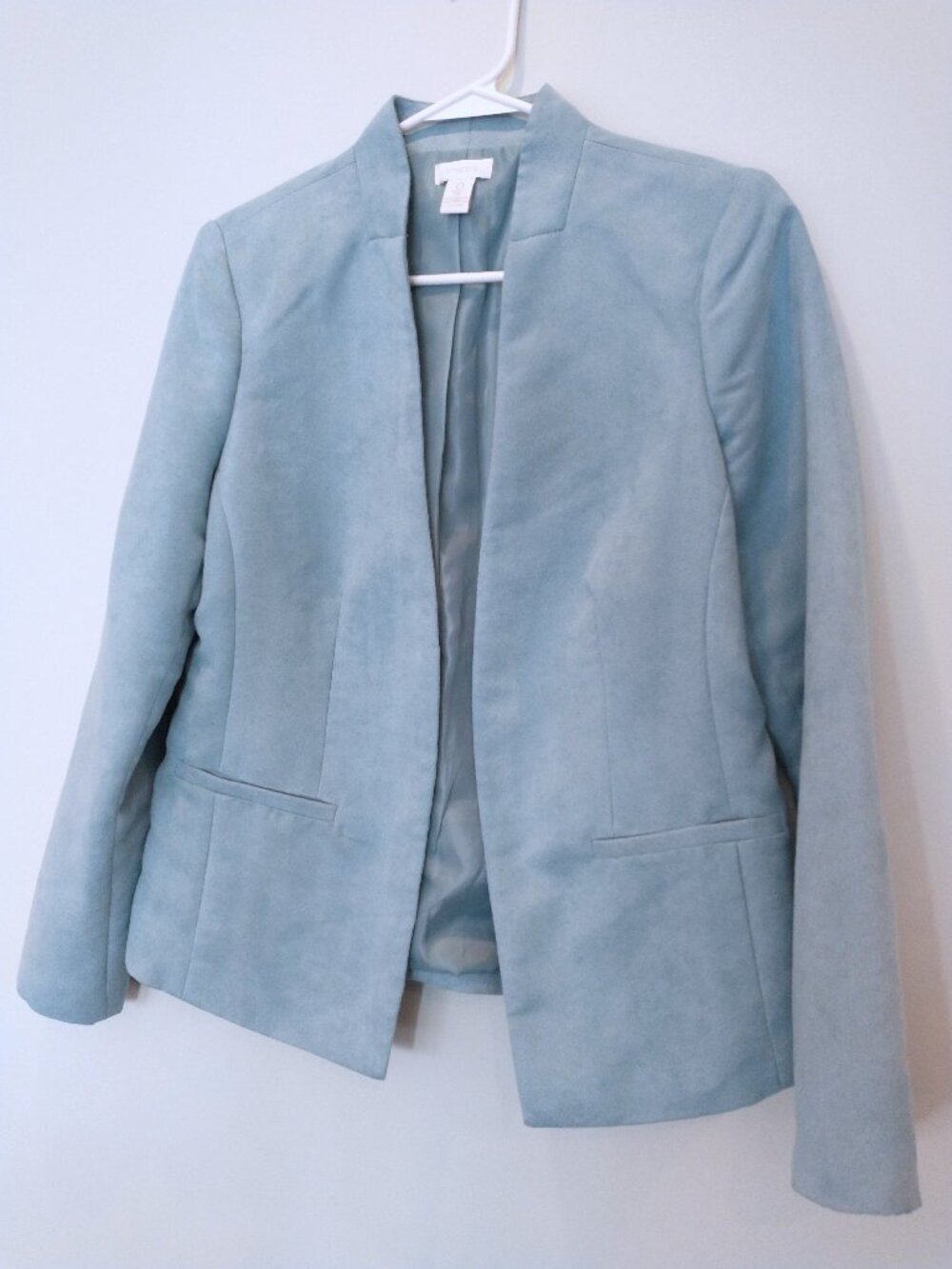 Chico's Faux Suede Blazer Turquoise Blue Size 0